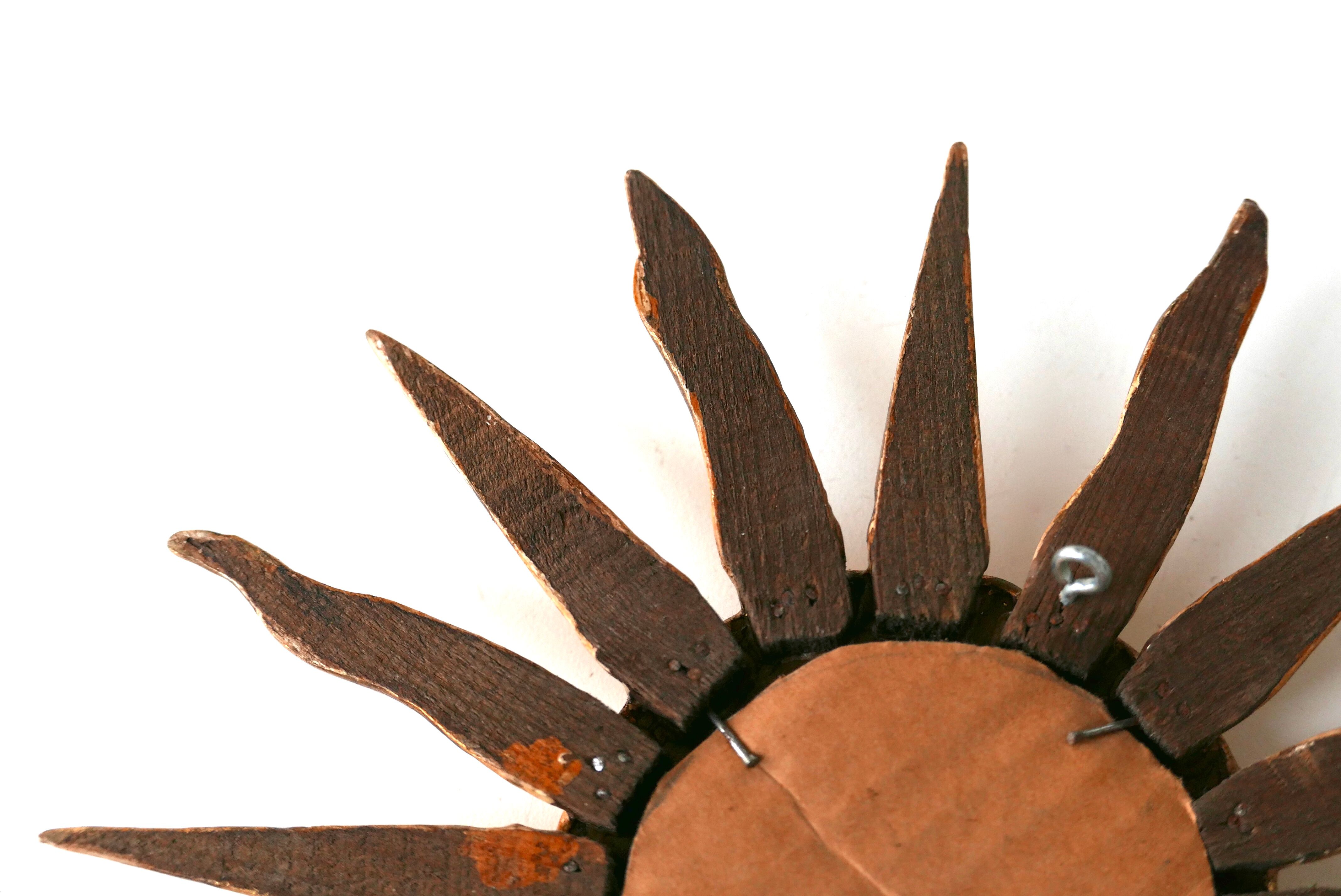 Wooden sun mirror, 60s - 23cm