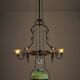 Antique adjustable height chandelier with original glasswork and brass detailing