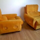 Fauteuil velours jaune