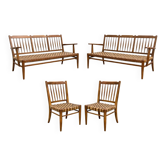 Lajos Kozma sofa and chair set, made of Hungarian oak from the 1950s.