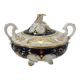 Antique porcelain sweet jar in gilded and cobalt blue, Napoleon III style.
