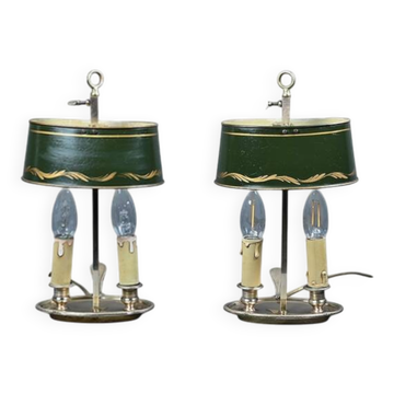 Pair of "Bouillotte" Lamps in Brass, Empire Style – Early 20th Century