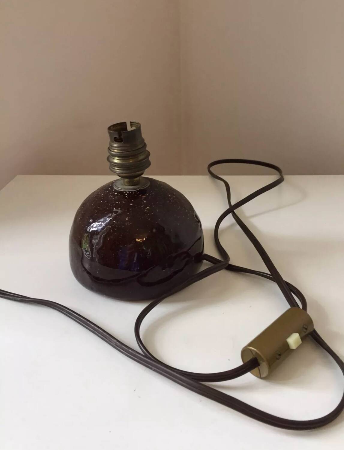 Vintage glazed terracotta lamp base