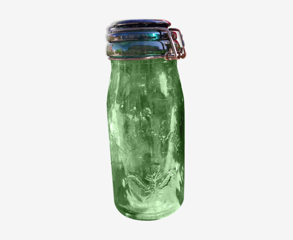 Ancien bocal en verre vert La Lorraine | Selency