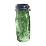 Old green glass jar La Lorraine