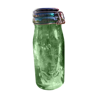 Ancien bocal en verre vert La Lorraine
