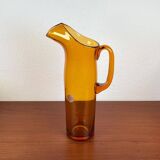 Amber glass carafe from the mid-century German Jagdhaus series and drinking glasses by Wilhelm Braun-Feldweg for Hirschberg, 1960s, set of 7.