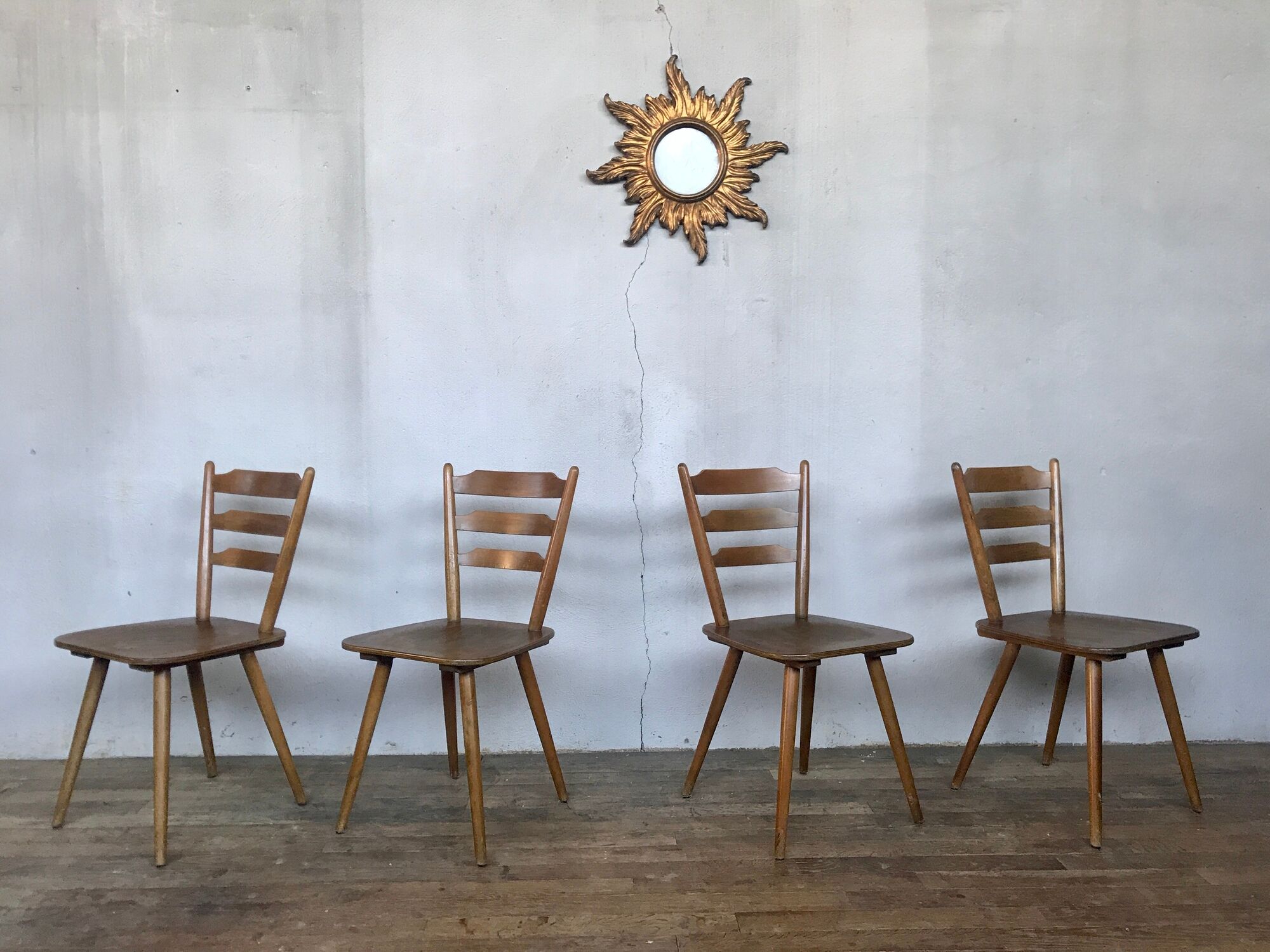 Series of 20 Scandinavian chairs or vintage wooden bistro