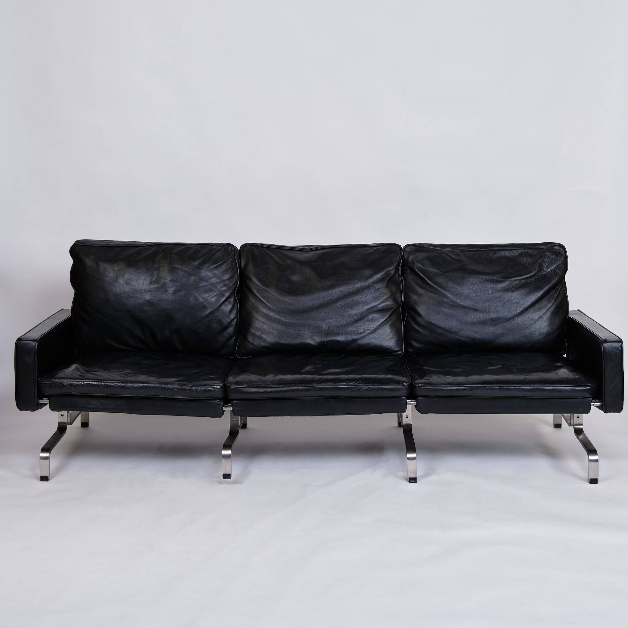 PK31 sofa - 3-seater - black leather - Poul Kjærholm - E. Kold Christensen - 1960s