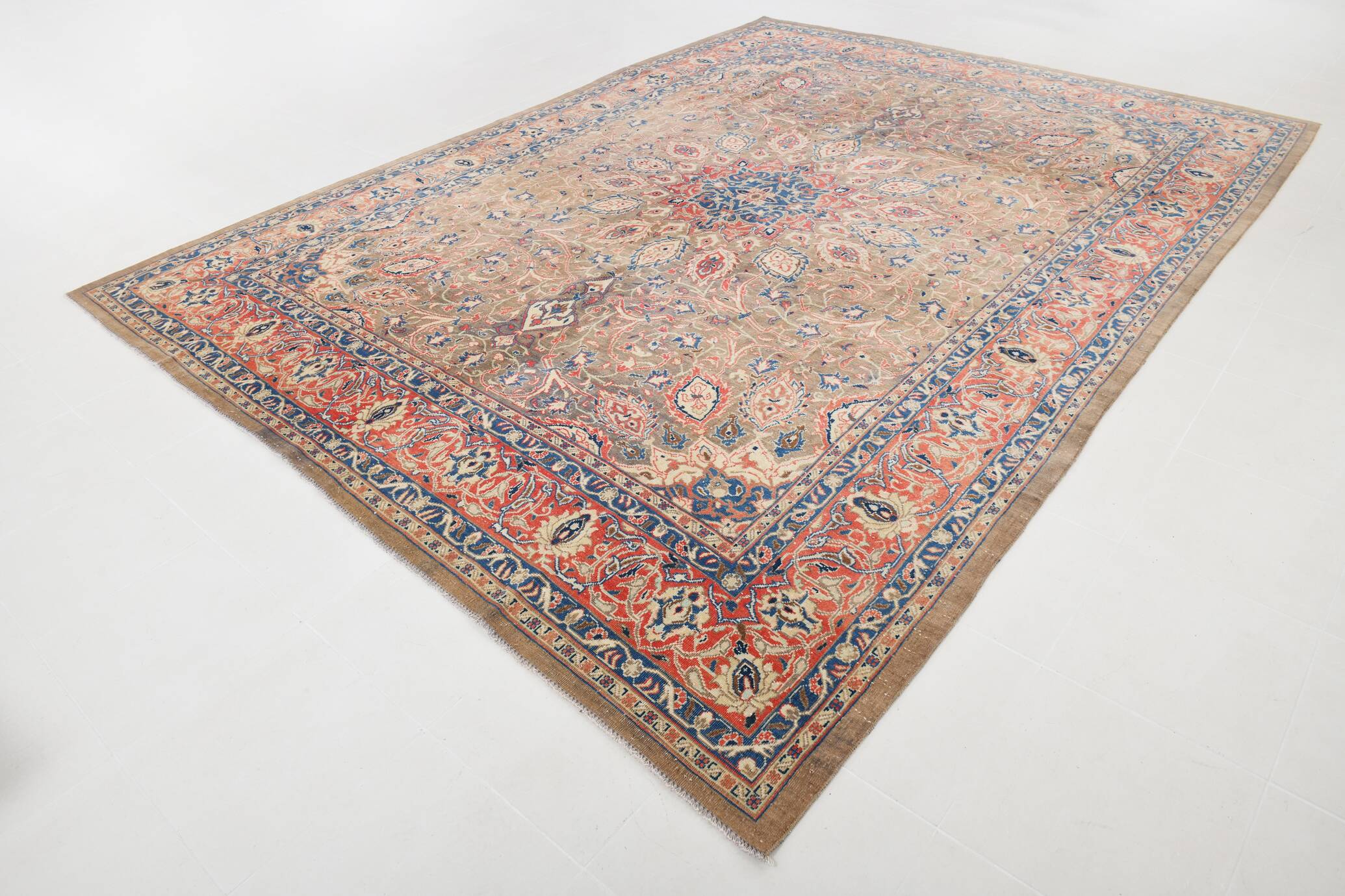 Grand Tapis Persan Ancien 300x397 cm, Médaillon et Motifs Floraux