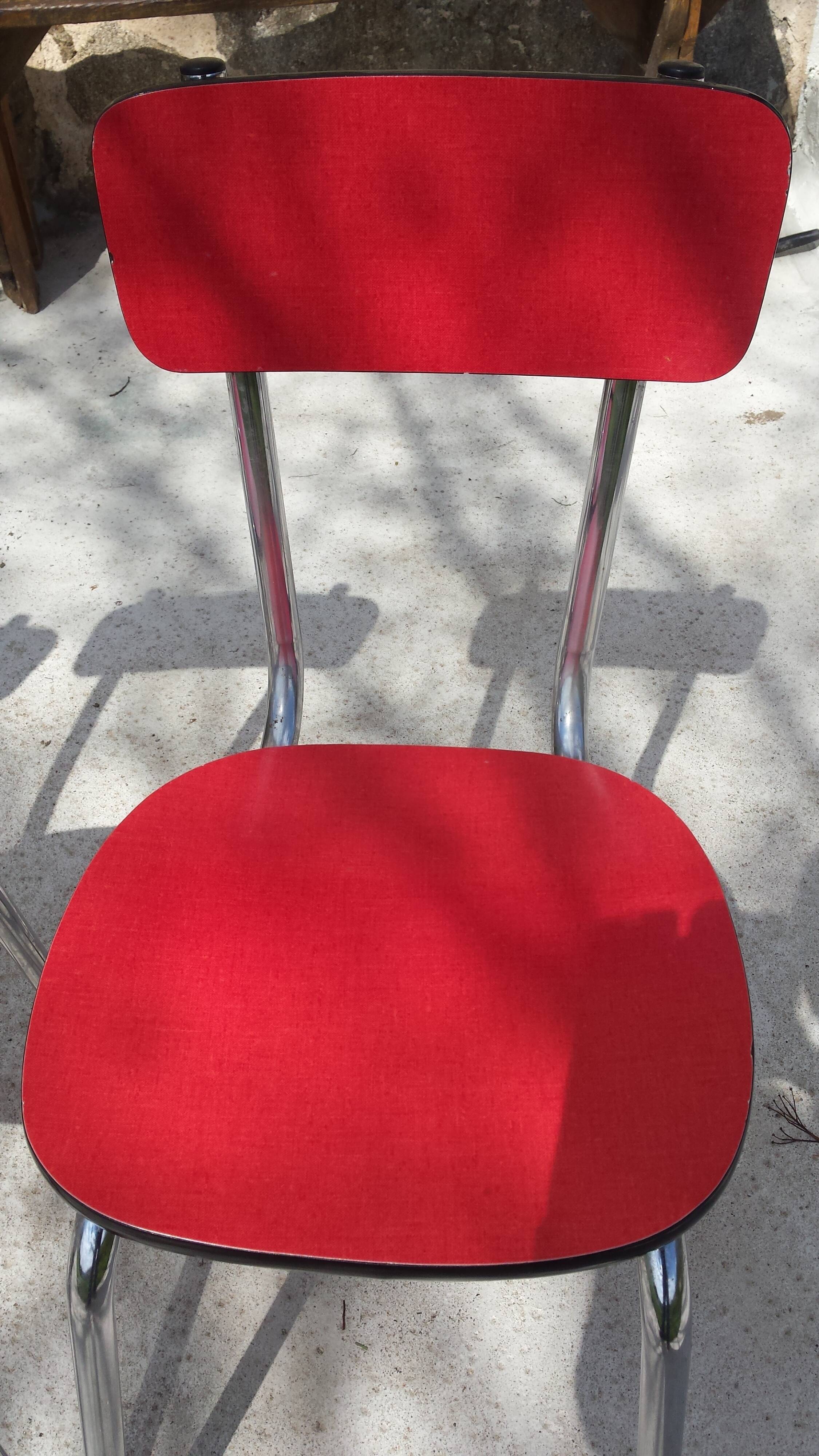 batch of 5 red formica chairs
