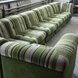 Large 7 piece modular / sectional sofa in striped upholstery, Germany, 70s
