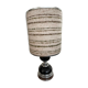 Black glass and metal lamp, vintage wool lampshade