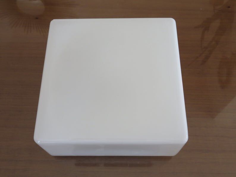 Square ceiling in 1960s white opaline