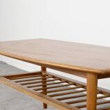Midcentury Two Tier Teak Slatted Coffee Table.