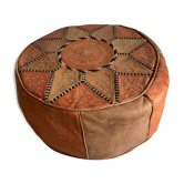 Moroccan leather pouf