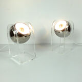 Pair of table lamps Space Age plexiglass sphere, 1960/70