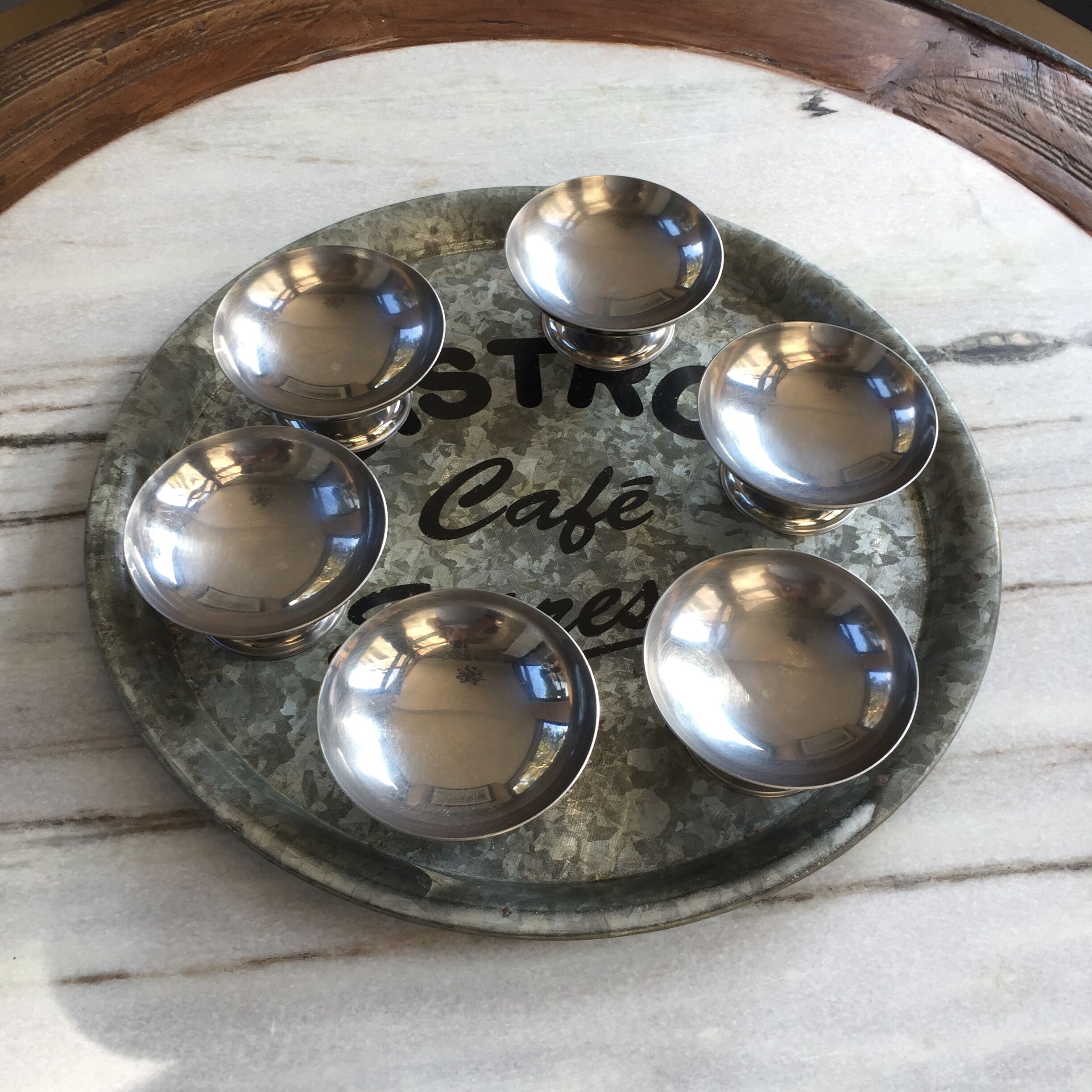 Series of 6 stainless steel ice cups by Guy Degrenne