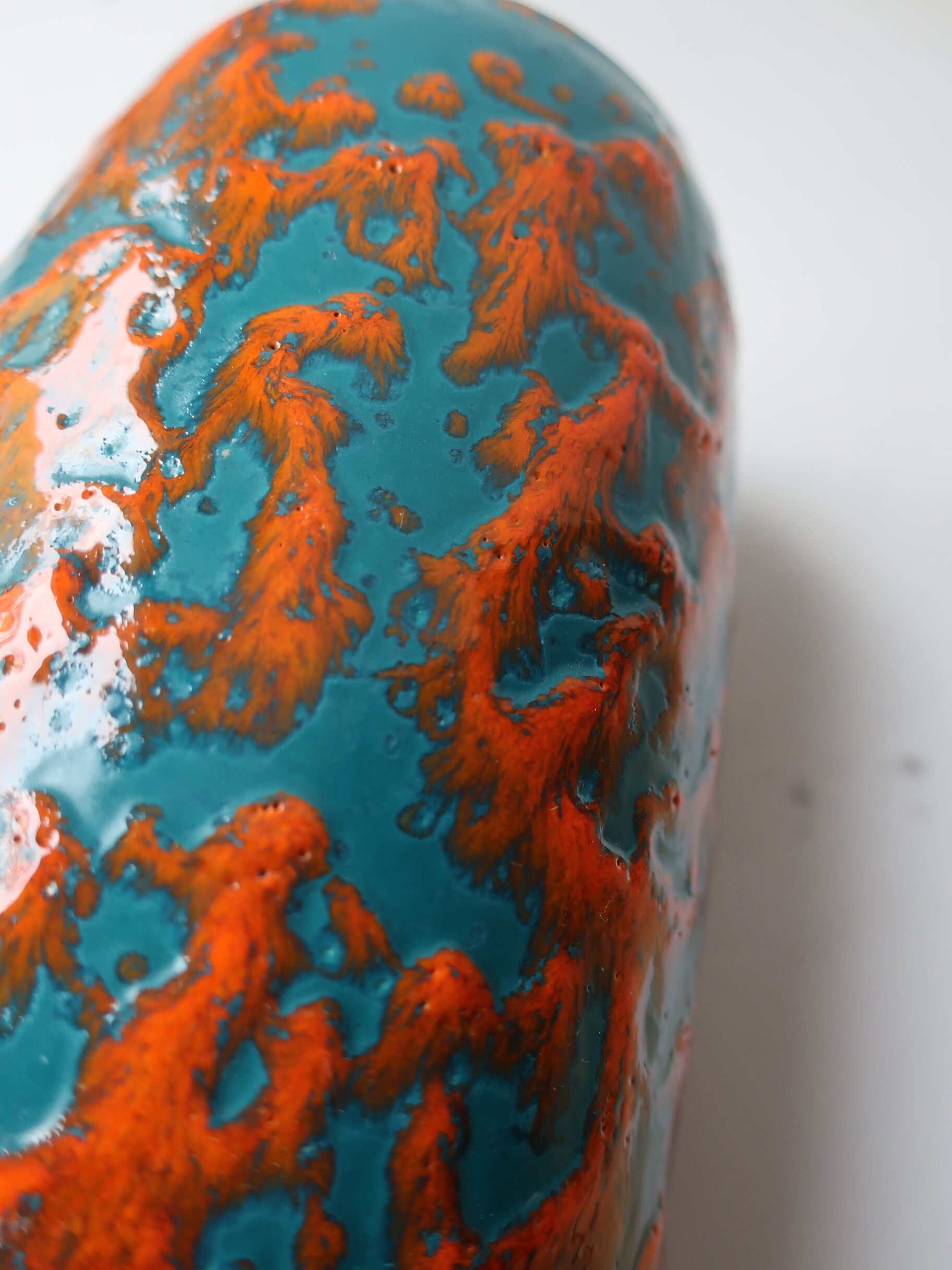 Blue and coral west Germany vase