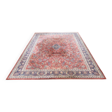 Saint Maclou Persian rug with flowers, wool velvet, burgundy, 240x330