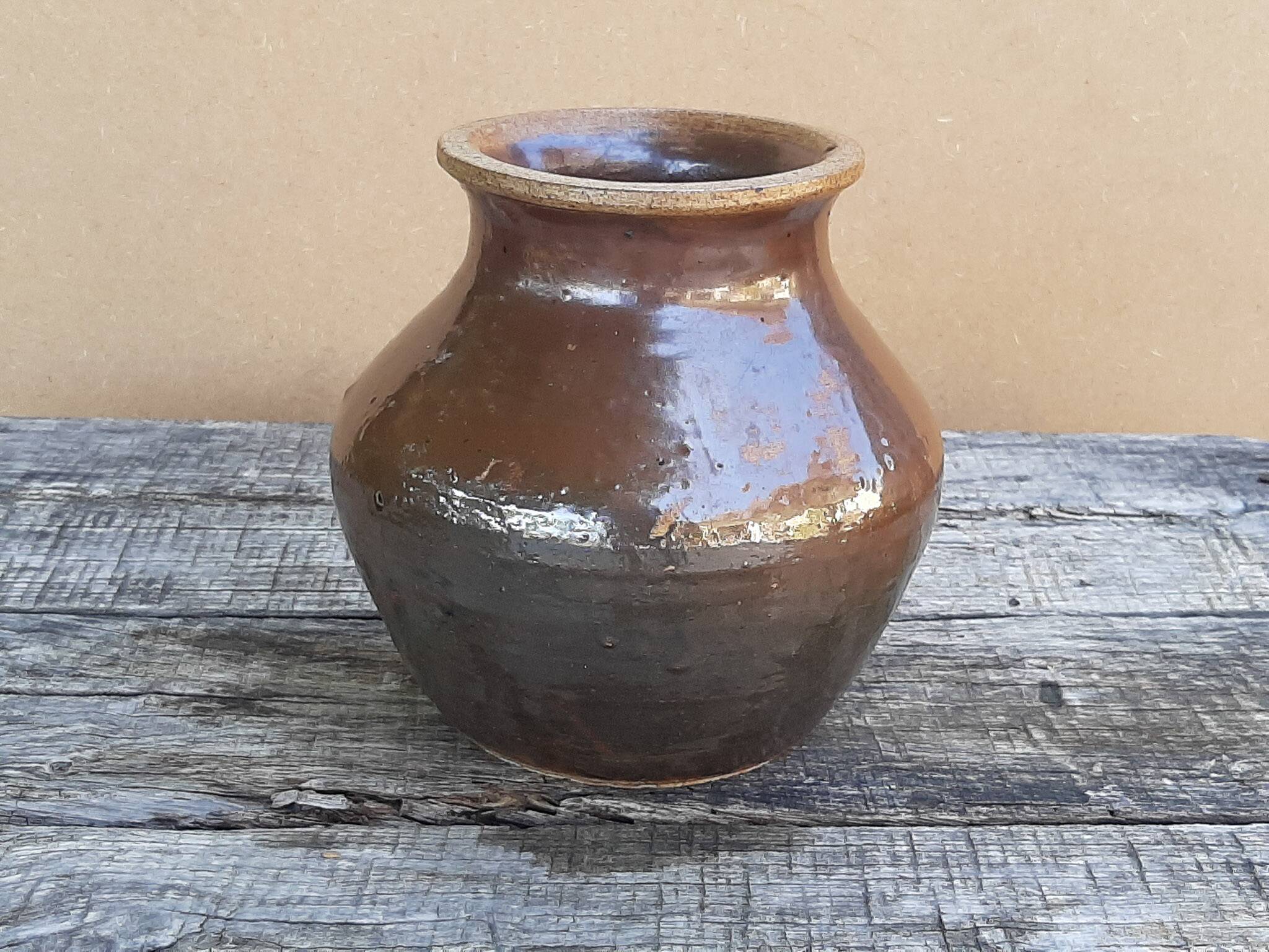 Vintage 1970s glazed stoneware vase
