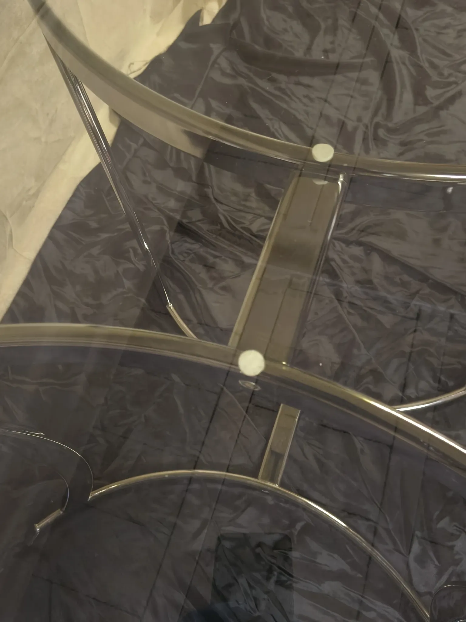 Smoked glass octagonal table from the early 1970s.
