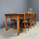 Large oak farmhouse table from France, early 1900s