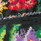 Large bohemian handwoven rug with amazing scenery and floral design, made in Romania 315x195cm