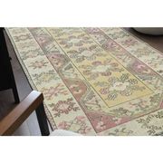 Vintage Turkish Oushak Handmade Wool Cotton Yellow Area Rug 119X210