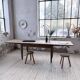 Solid oak farmhouse table with integrated extensions 1950