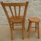 Set chair and stool in solid wood in its patina