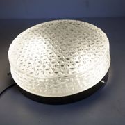 S+ Megal round ceiling light in black and opaque Swiss machined glass 90