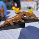 Pair of tight-fitting Art Deco panther bookends