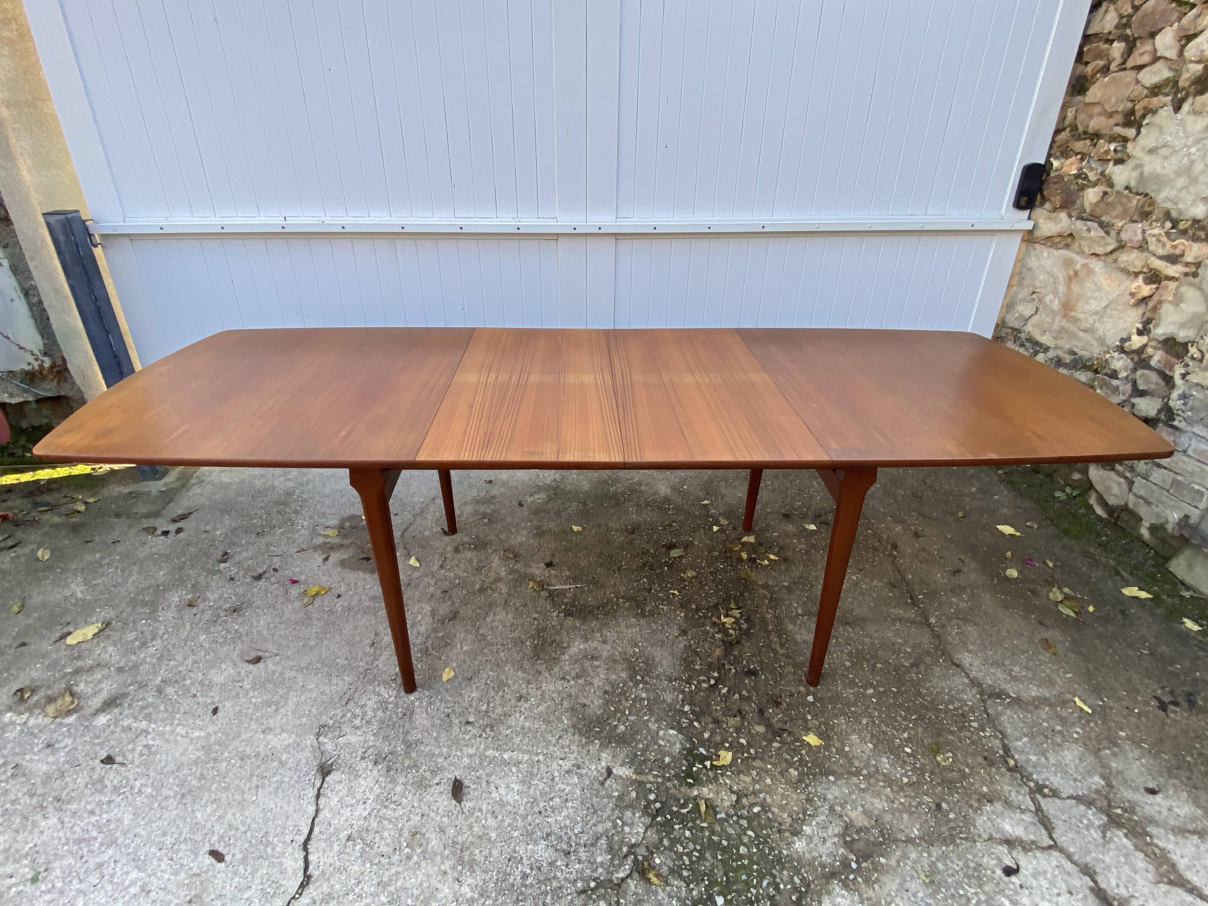 Extendable table 2 Scandinavian teak extensions 165/207/249 x 91cm vintage an60