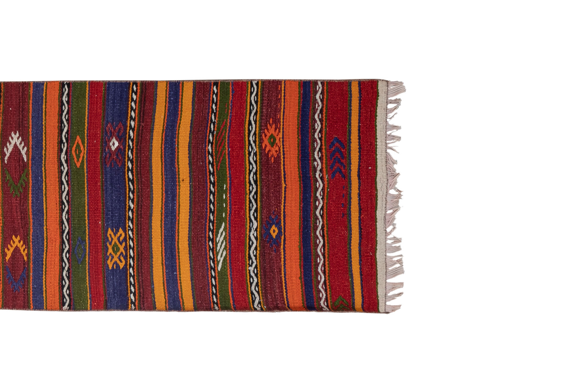 Striped turkish kilim runner rug 66 x 281 cm