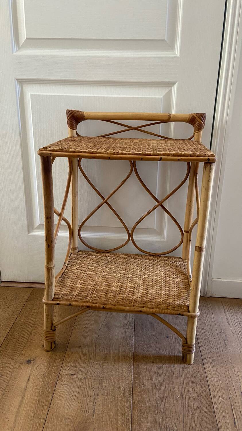 Vintage rattan bedside table 1960