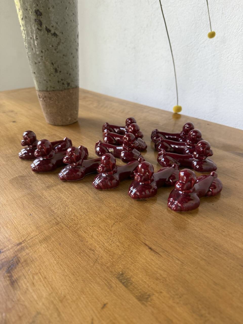 Red poodle ceramic knife holder