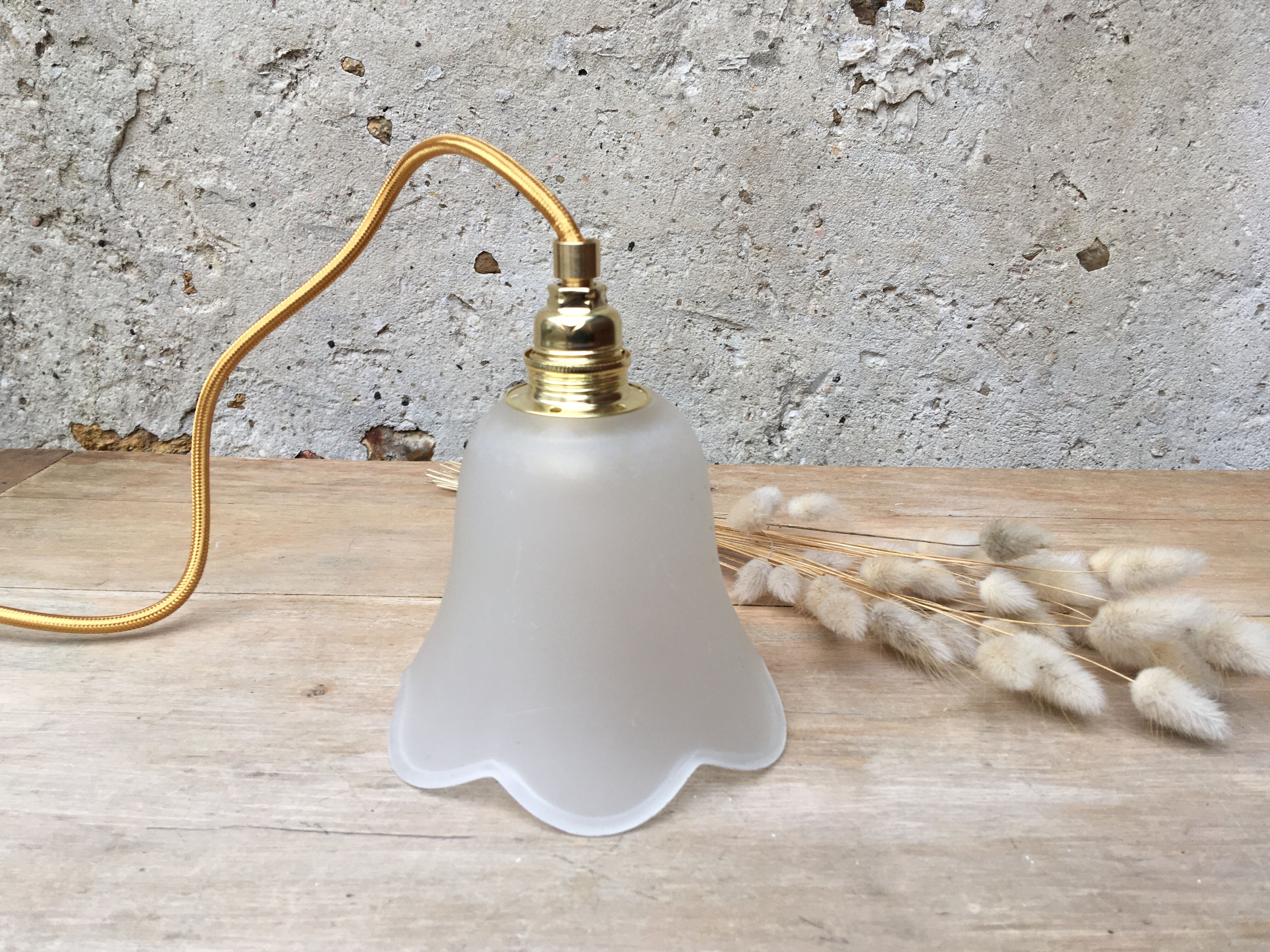 Pair of tulip lamps frosted glass