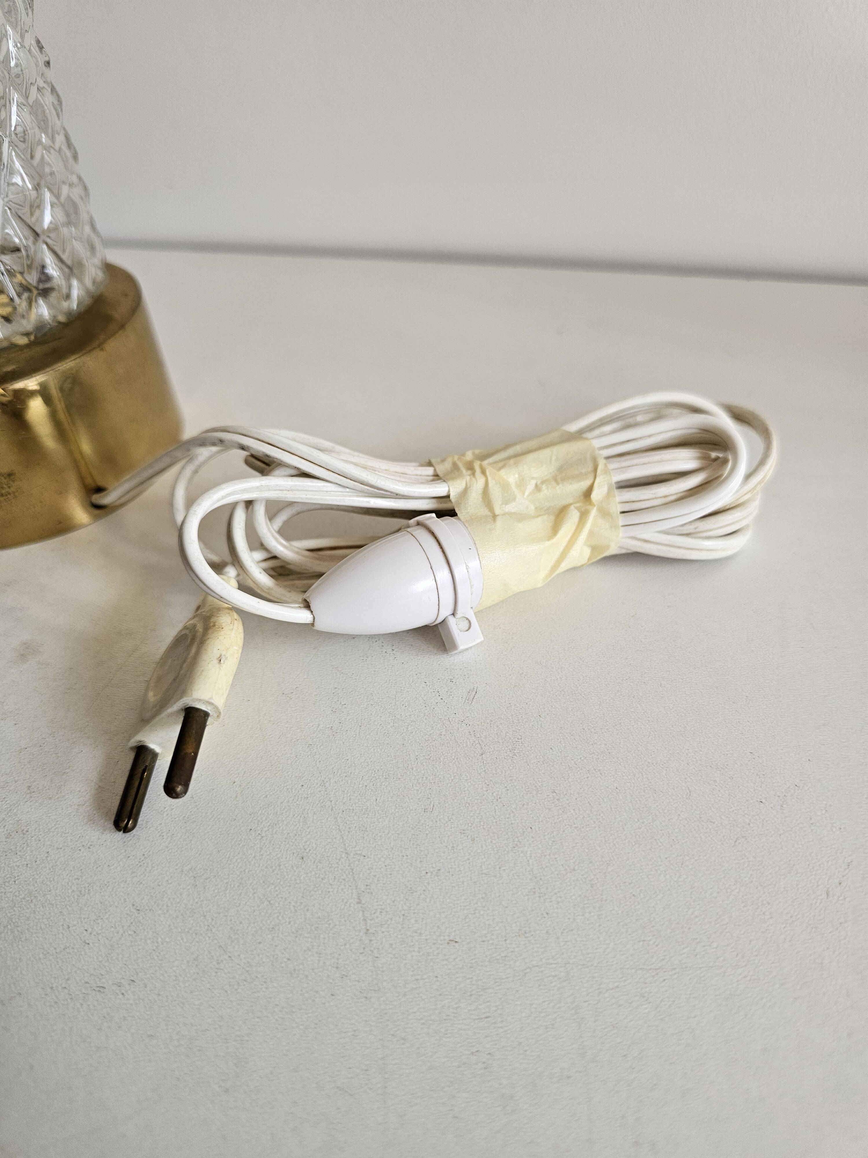 Table lamp made of glass and brass - 1970s