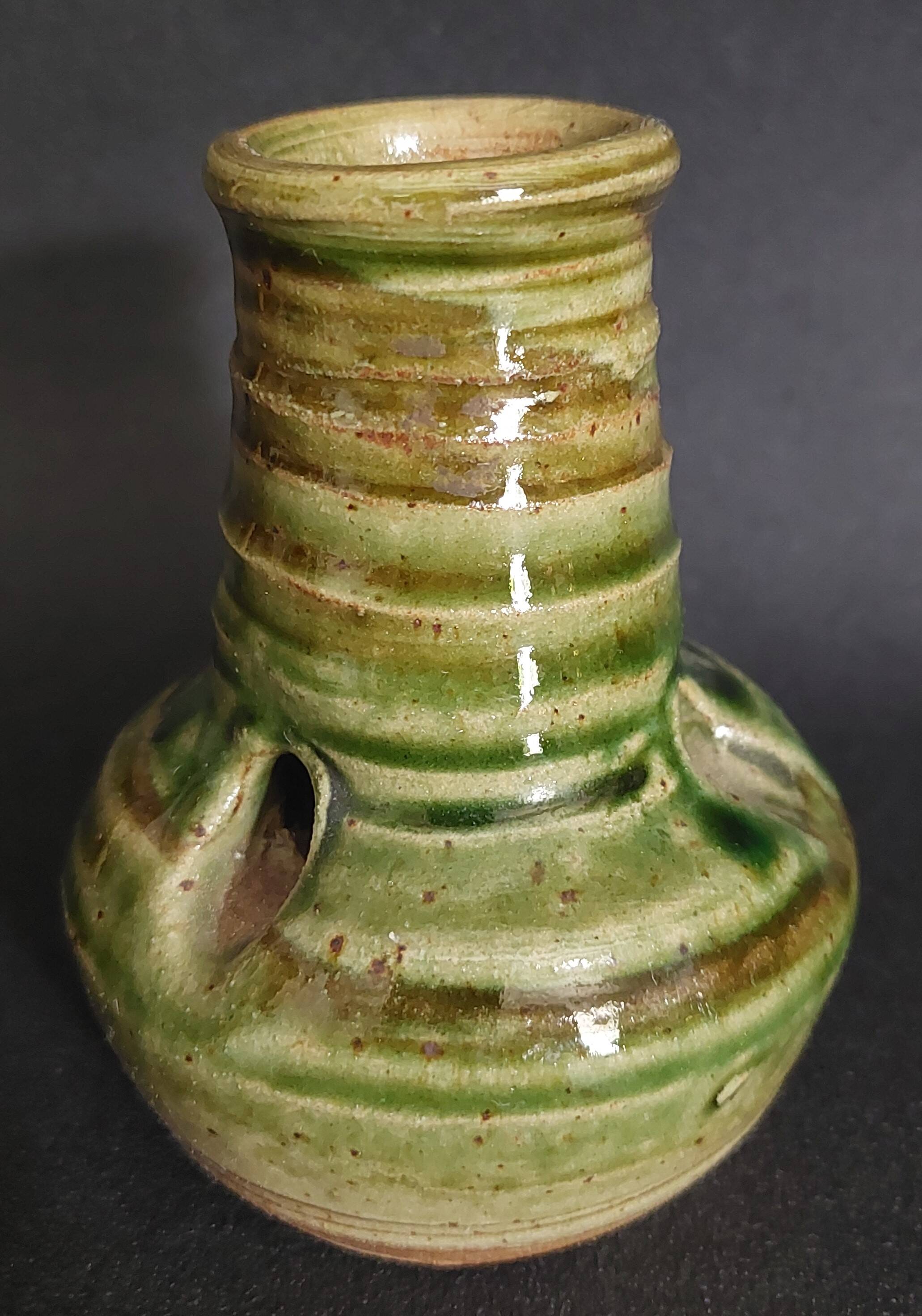 Monastic sandstone candle holder or tealight holder from Fontgombault Abbey, 20th century