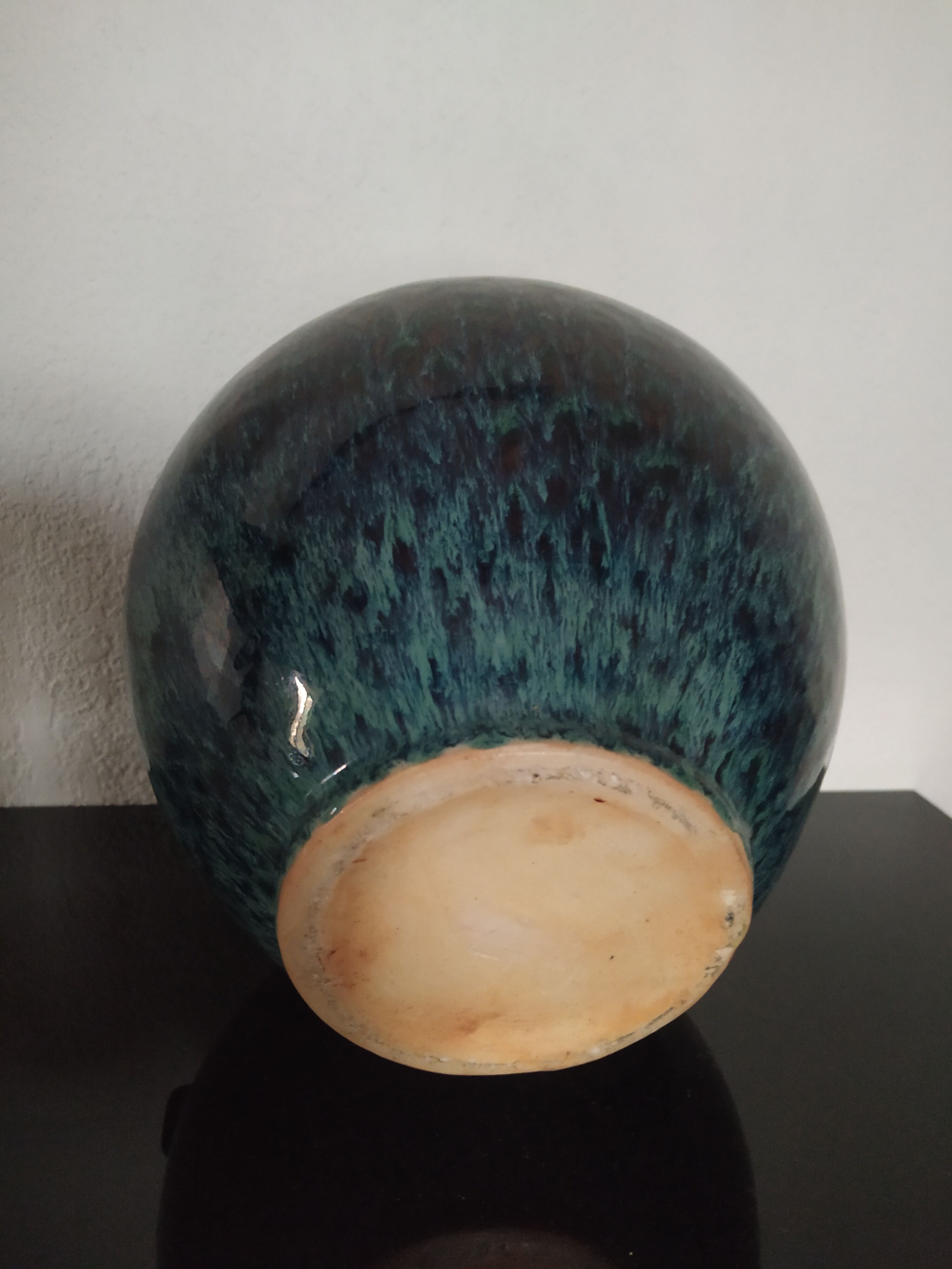 Enamelled ceramic vase, shades of blue.