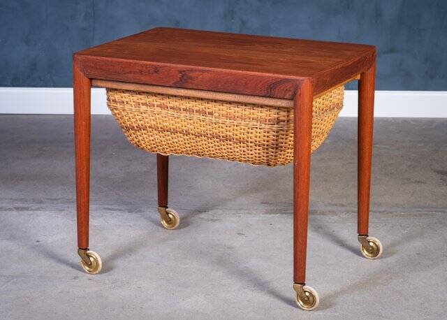Vintage Sewing Table in Teak by Erik Severin Hansen for Haslev Møbelsnedkeri, 1960s