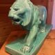 Large Art Deco lion sculpture, in crackled enamel, Peugeot, 1934, Le Jan