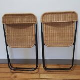 70s rattan folding chairs