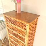 Vintage rattan chest of drawers