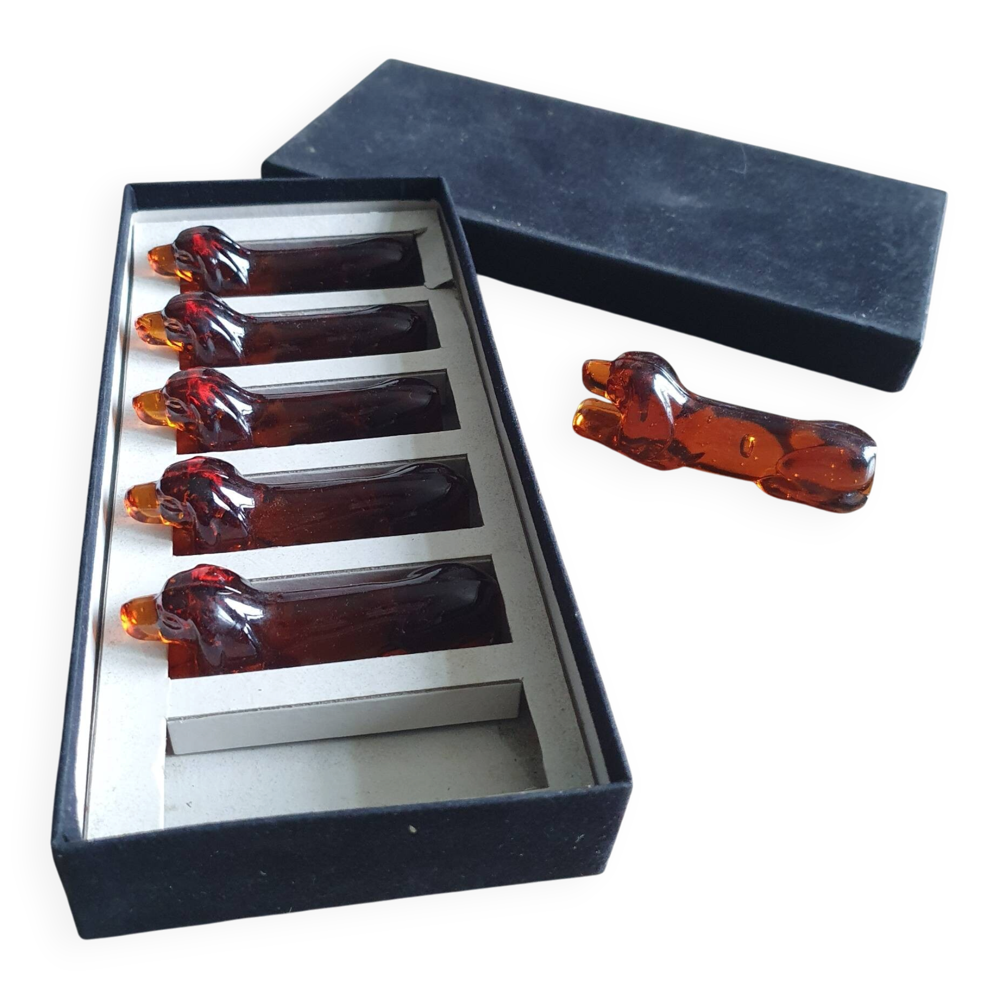 Porte couteaux chiens en verre moulé