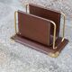 Letter holder in Havana leather and gold metal Longchamp from the 70s