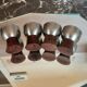 Polished stainless steel coquetiers - wooden feet