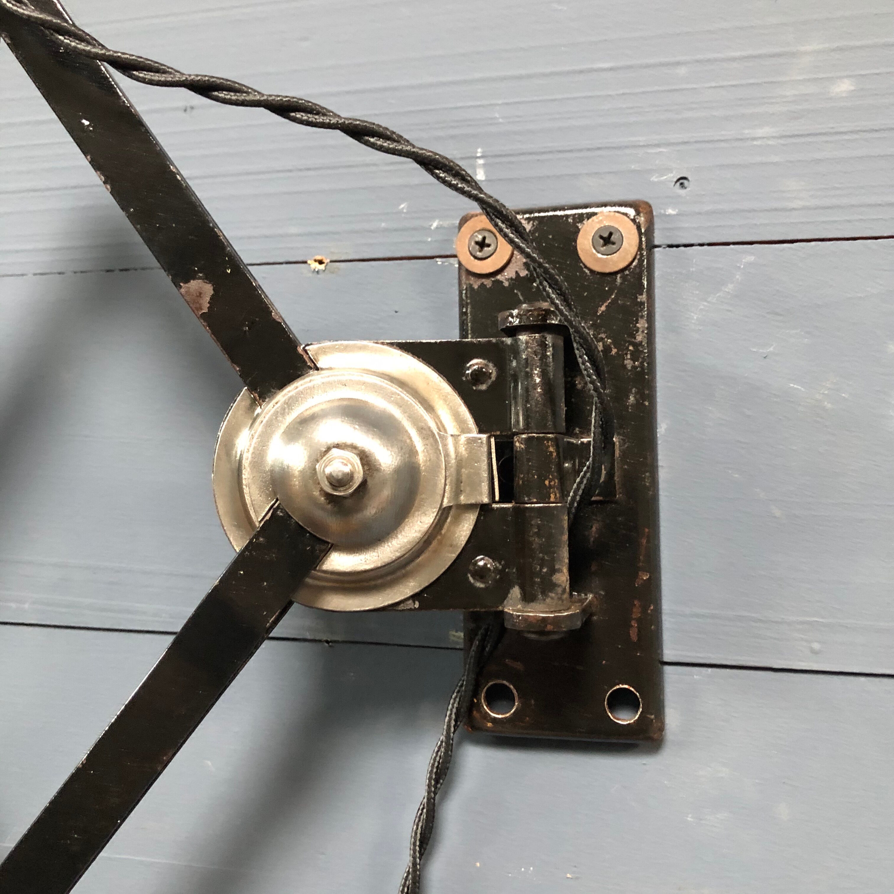 XL black scissor lamp from PeHaWe Leuchten Dresden, German 1940s