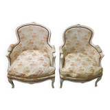 Pair of Louis XV style Bergère armchairs